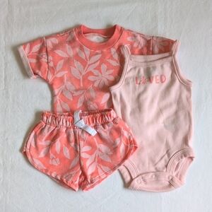child of mine 3pc peach summer matching outfit set newborn baby girl